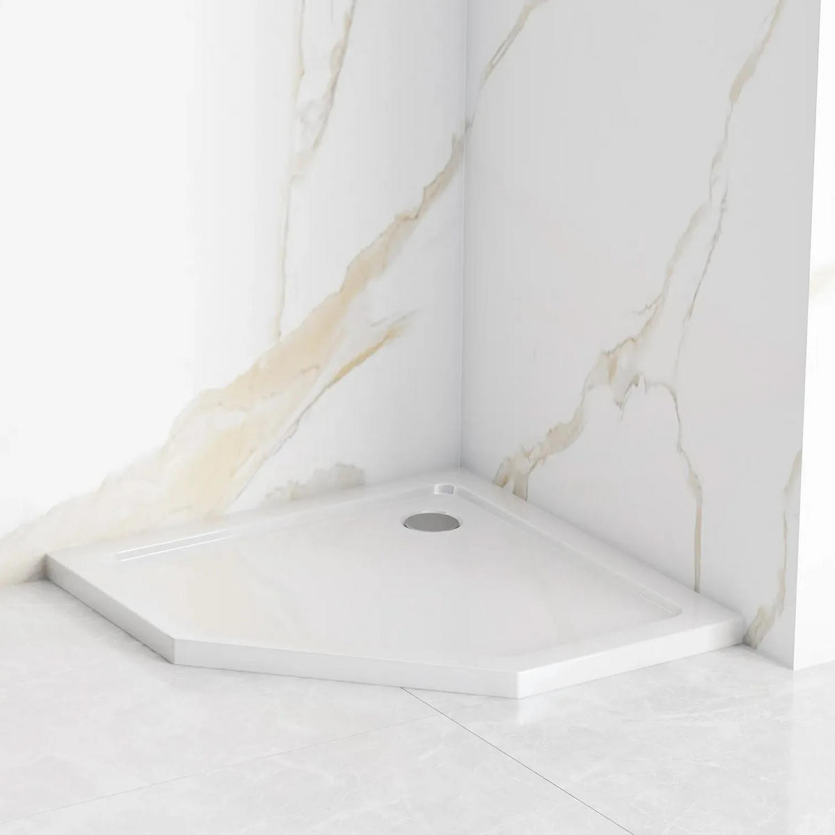 DUSCHWANNE Rea Diamond 90x90 - Weiß, Keramik (90/5/90cm) - REA