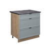 KÜCHENUNTERSCHRANK Fame-Line Hellblau-grau 80 cm mit 3 Schubladen AP Anthrazit - Eiche Wotan/Blaugrau, Holzwerkstoff (80/82/60cm) - Vicco