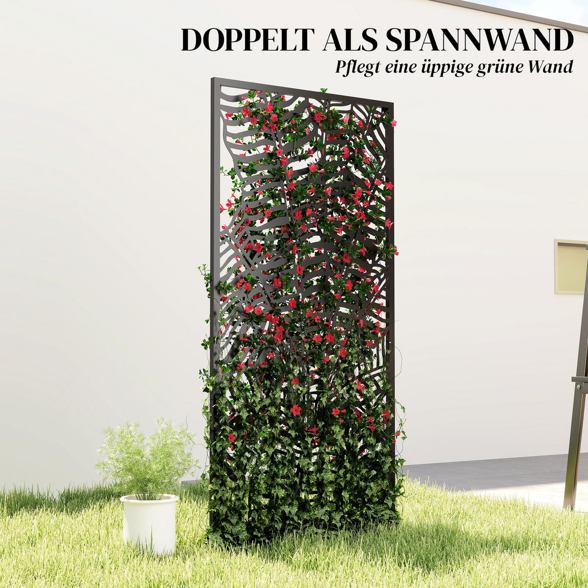 SICHTSCHUTZ aus Metall Schwarz - Schwarz, Metall (1.5/130cm) - Outsunny