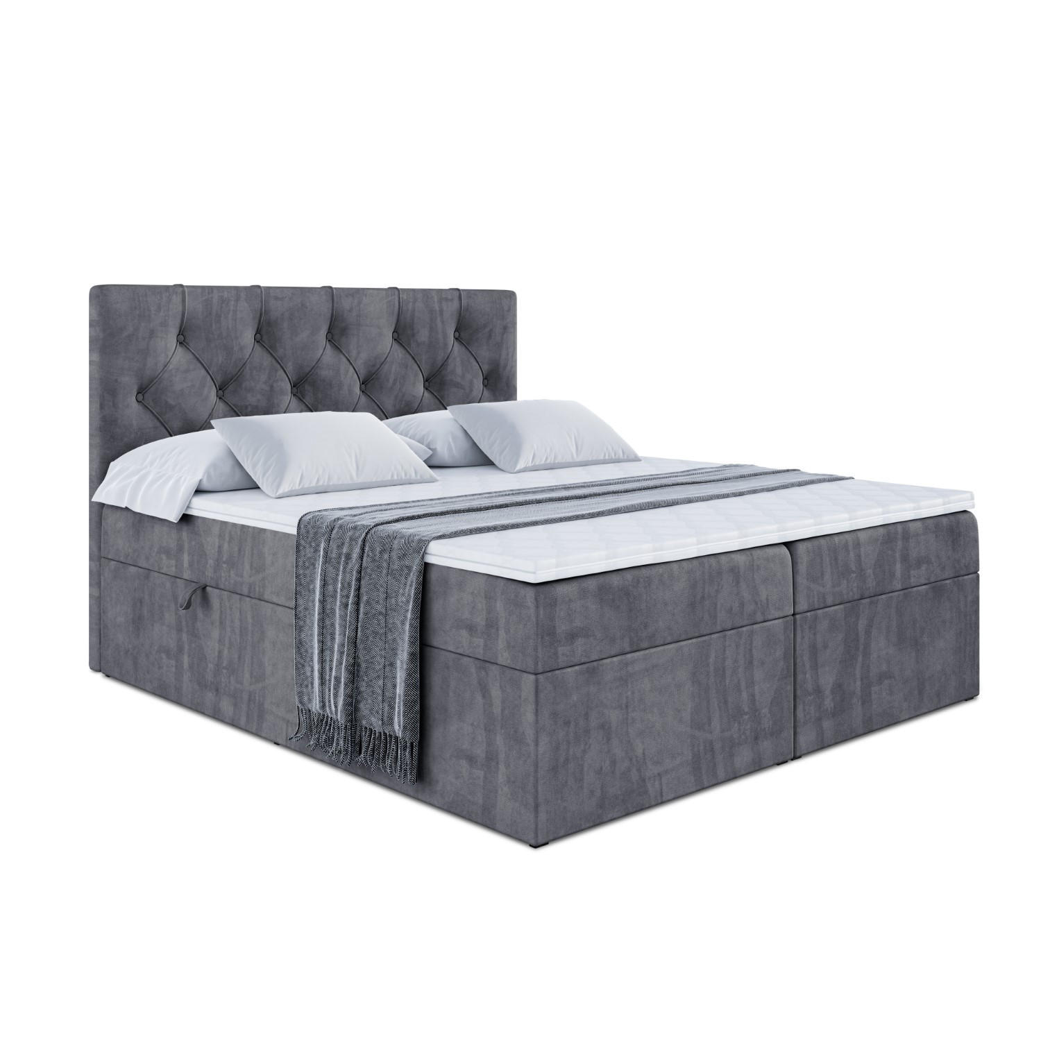 BOXBETT mit Matratze H3 und Lattenrost - MIRAGE - 180x200 Dunkelgrau - Dunkelgrau, Holzwerkstoff (180/200cm) - ALTDECOR