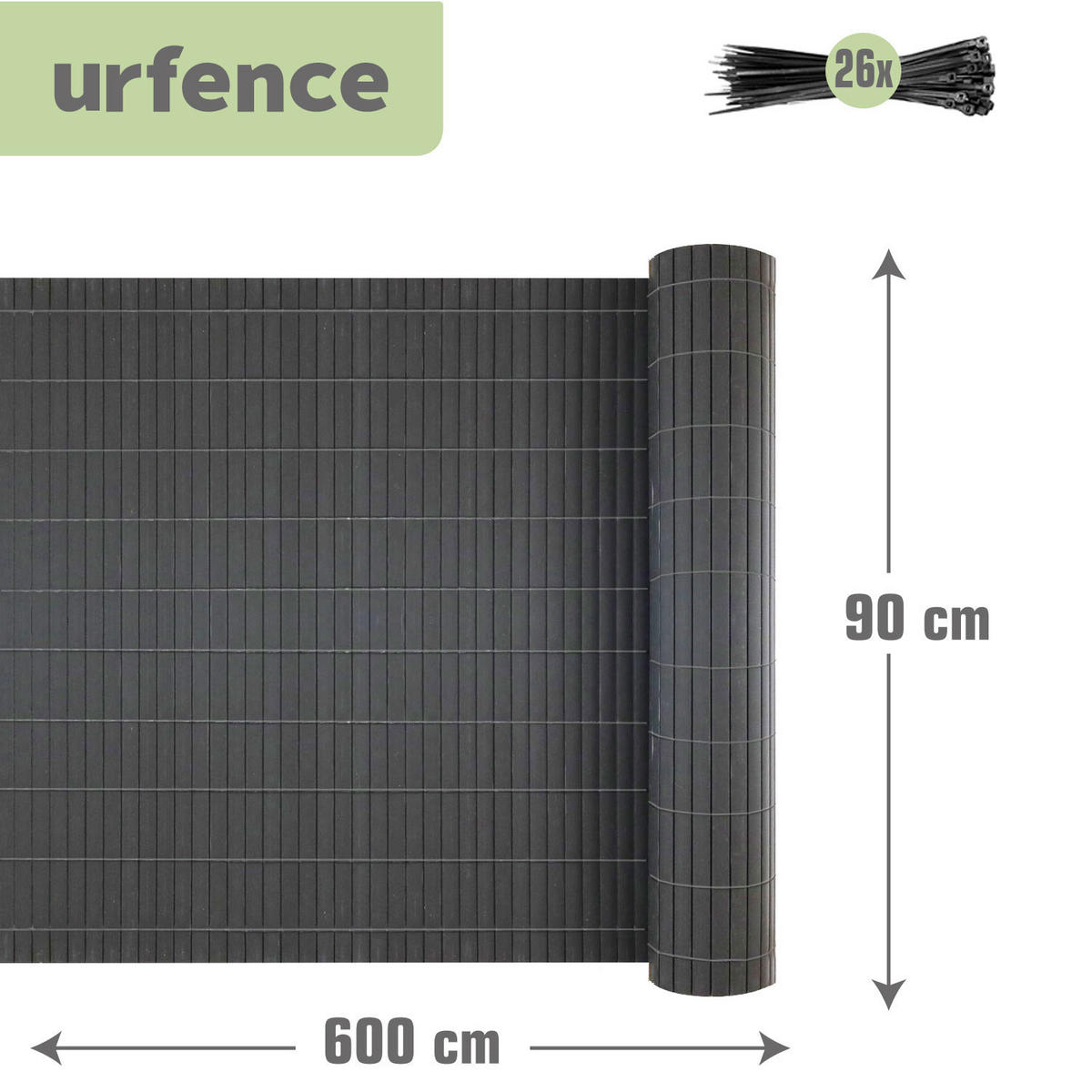 SICHTSCHUTZ Zaun PVC Anthrazit 90x600cm - Grau, Kunststoff (0.9/90cm) - urfence