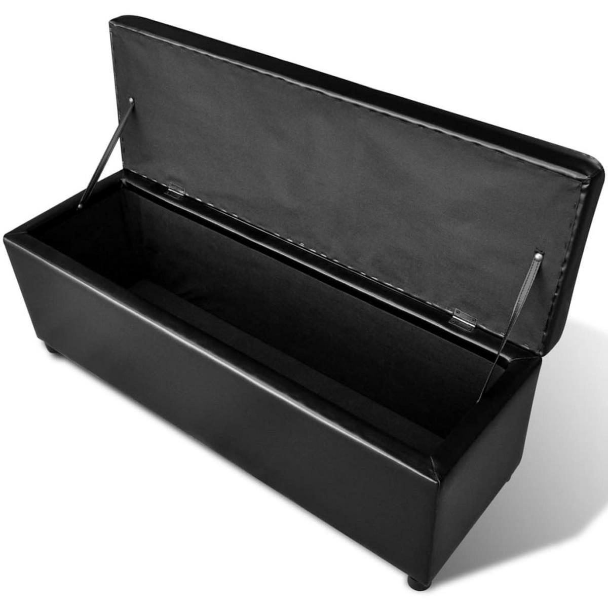 SITZBANK Mit Stauraum Lang Holz Schwarz - Schwarz, Leder (39/44/116cm) - vidaXL