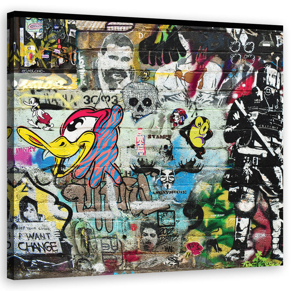 WANDBILD, Abstrakt-Farben 50x50cm - Multicolor, Textil (50/50cm) - Feeby