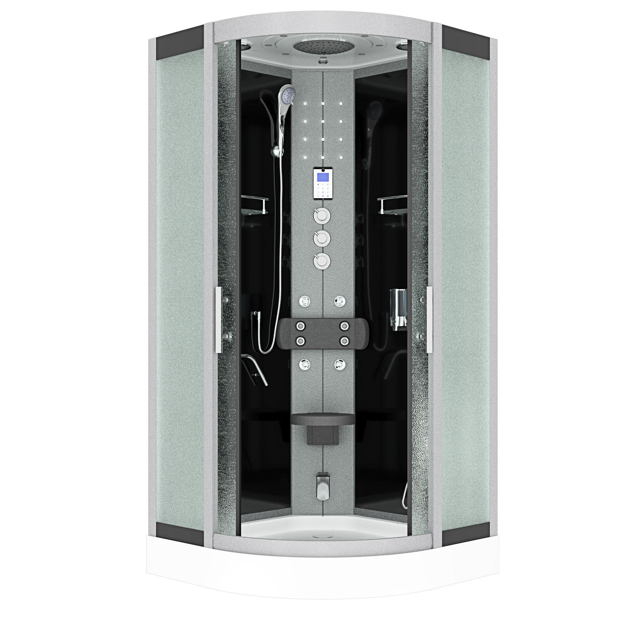 DAMPFDUSCHE Duschkabine D58-13M3-EC sw 90x90 - Schwarz, Glas/Kunststoff (90/90/215cm) - AcquaVapore by Sandra Jentho