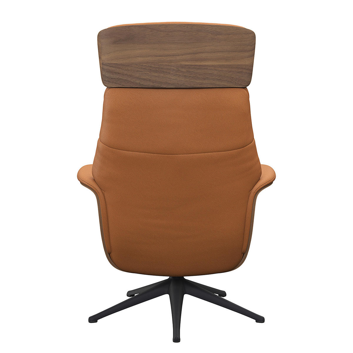 RELAXSESSEL - Echtleder - Cognac/Schwarz, Leder/Metall (83/118/83cm) - home24