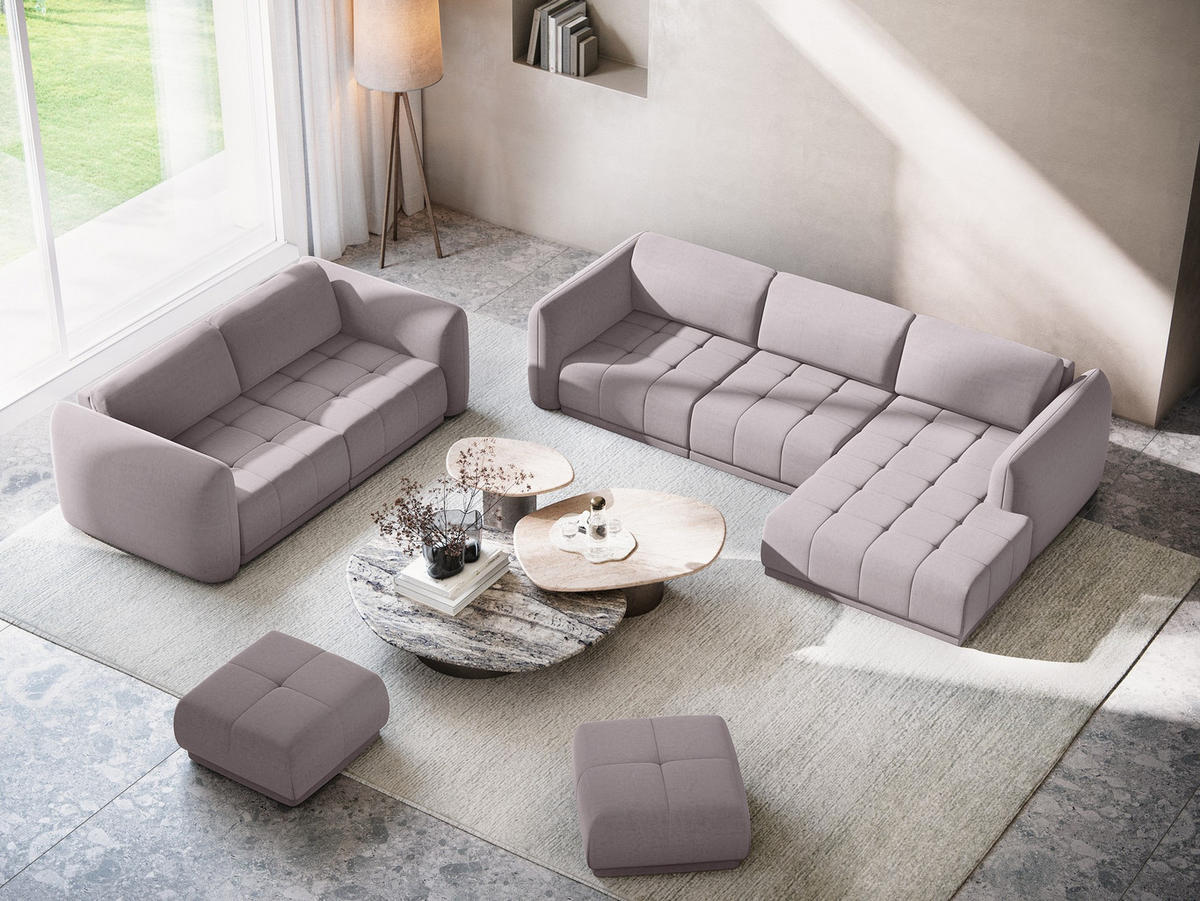 POUF Samt Stoff Violett - Lila/Flieder, Kunststoff/Textil (60/35/60cm) - Makamii