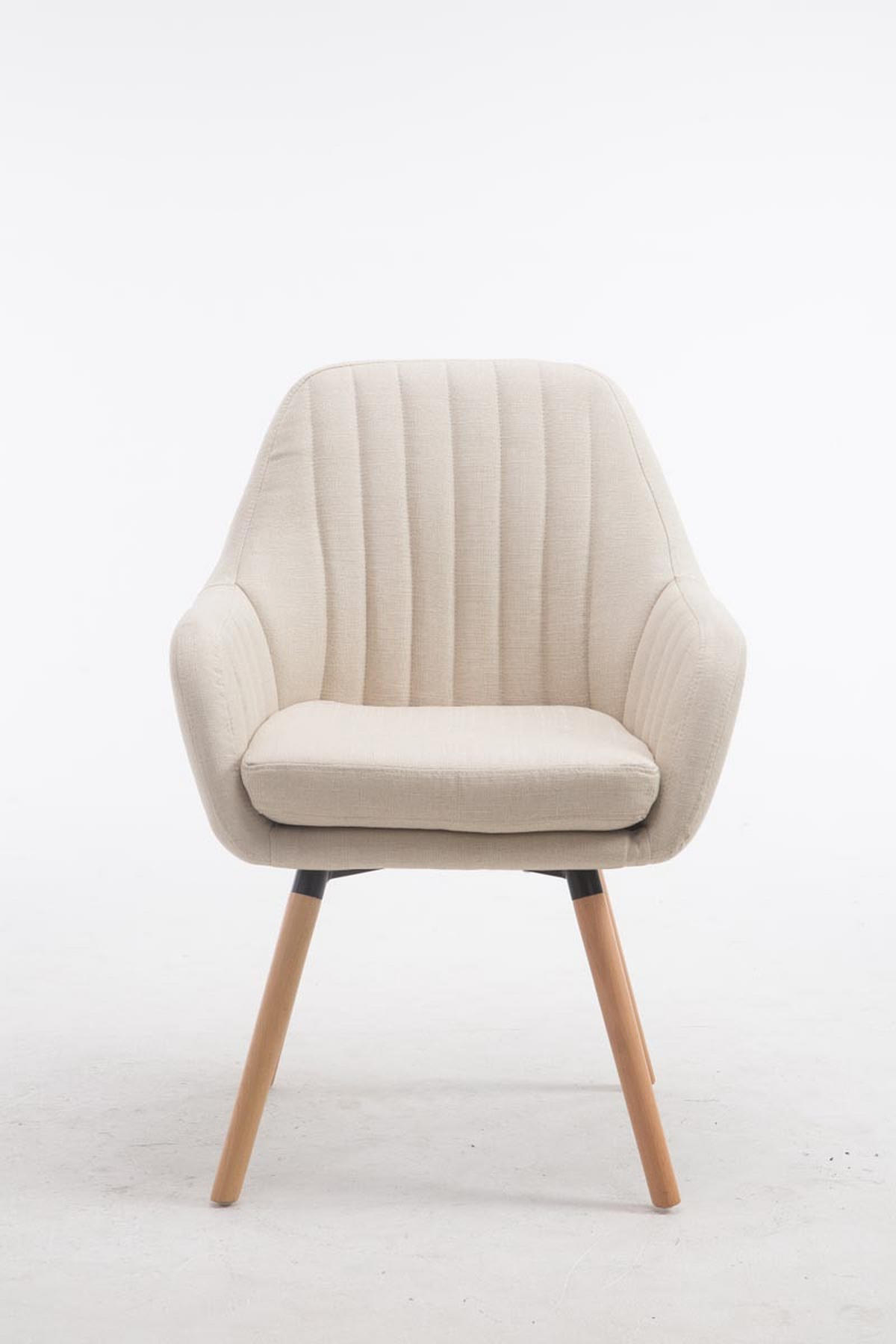 ARMLEHNENSTUHL Stoff creme - Eukalyptusholzfarben/Creme, Holz/Textil (67/93/58cm) - CLP