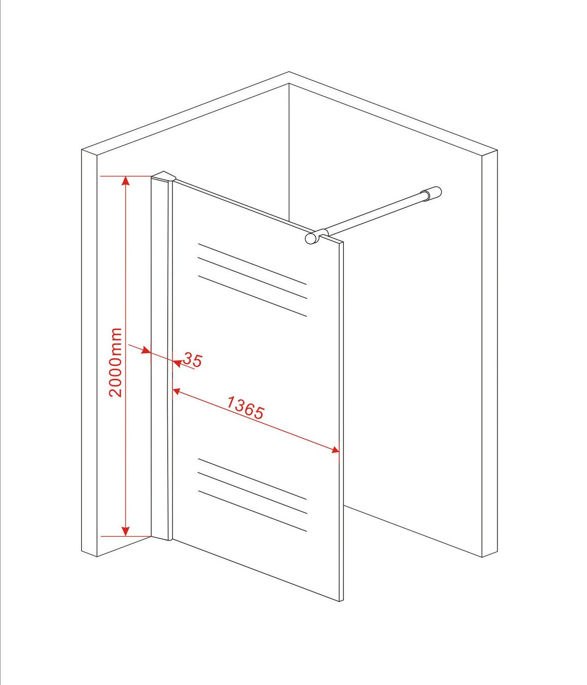 DUSCHWAND STRETTO Klar 140 x 200 cm 8 mm ESG - Klar, Glas (140/200cm) - Glasdeals