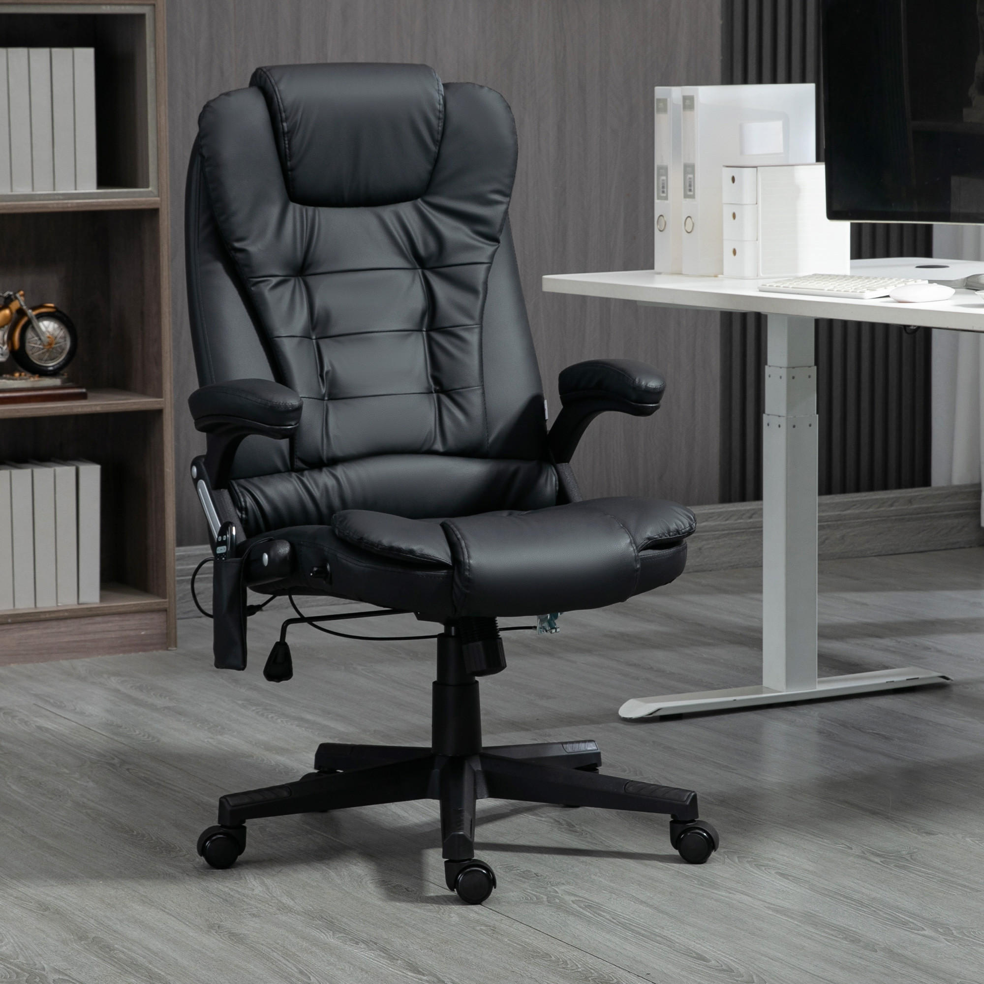 MASSAGESESSEL Bürostuhl Drehstuhl mit Wärmefunktion Chefsessel Bürosessel - Schwarz, Kunststoff (70/121/70cm) - HOMCOM