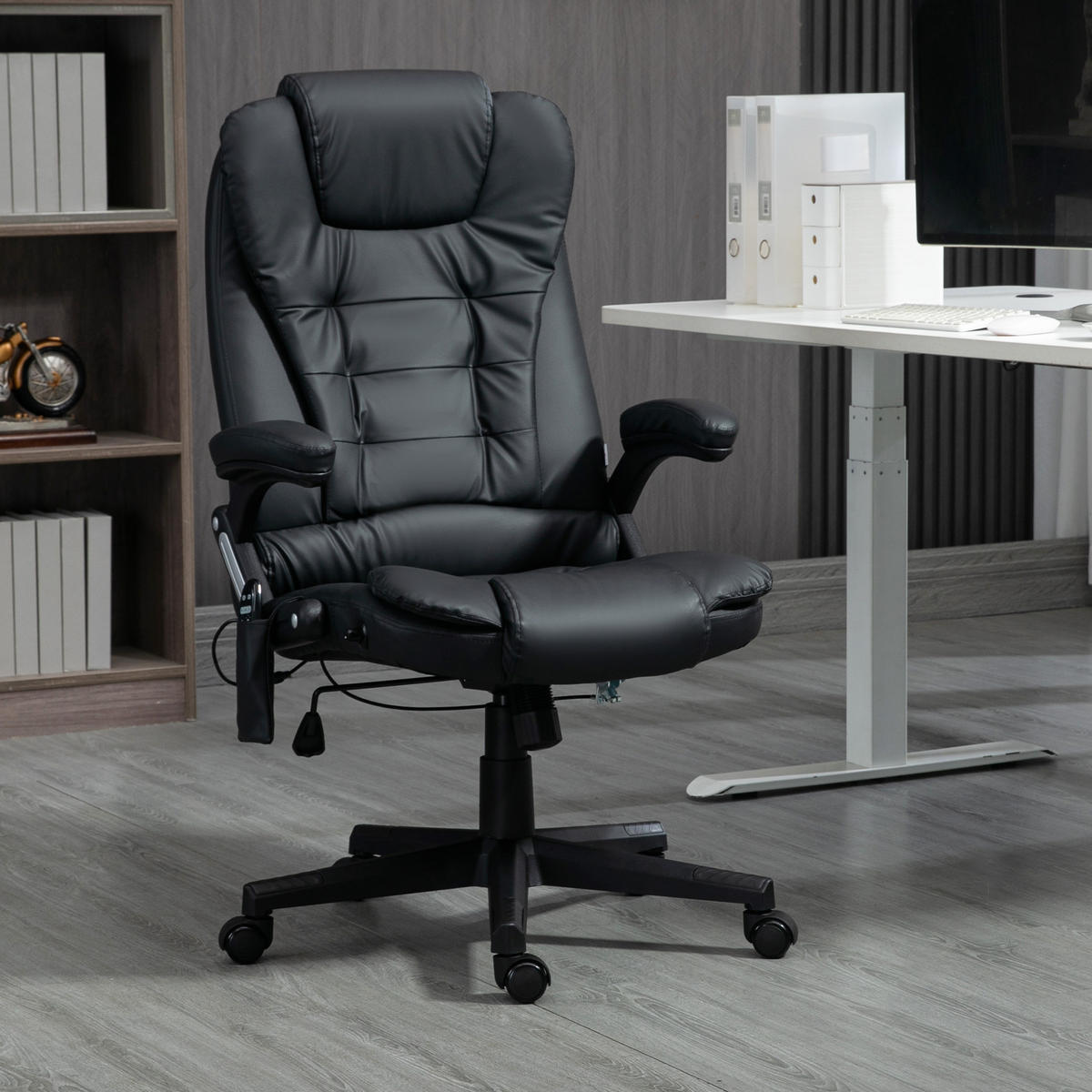 MASSAGESESSEL Bürostuhl Drehstuhl mit Wärmefunktion Chefsessel Bürosessel - Schwarz, Kunststoff (70/121/70cm) - HOMCOM