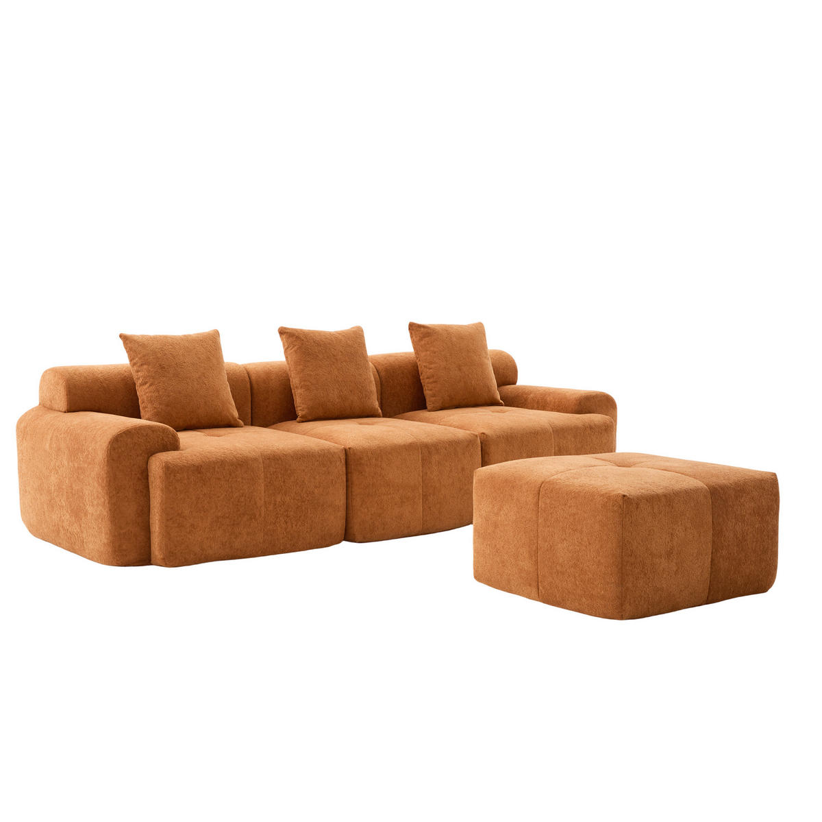 KUTNA garnitura 268/102/78 cm narančasta od tkanine modularna bez montaže - narančasta, tekstil (100/97cm) - OKWISH