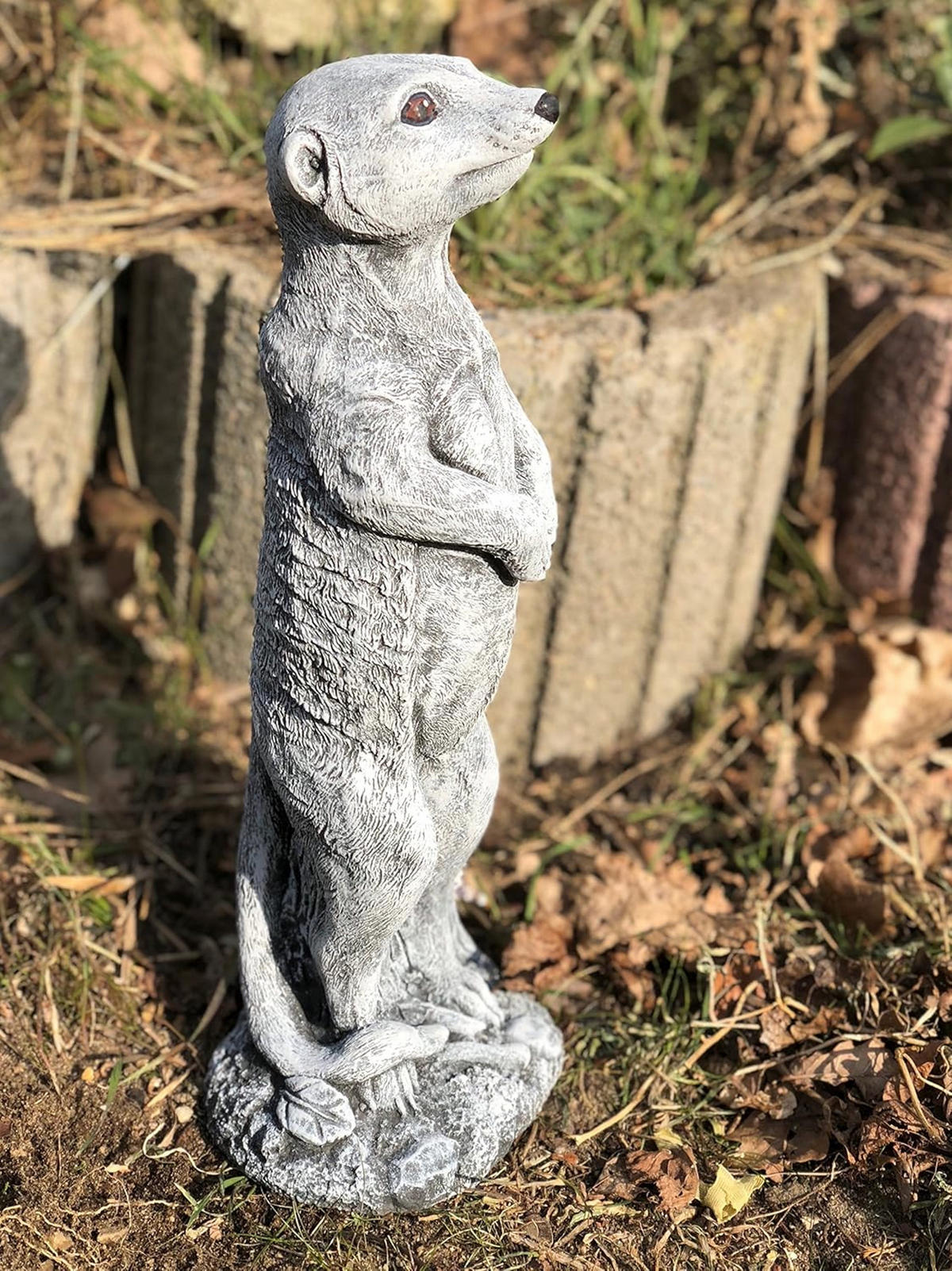 STEINFIGUR Erdmännchen stehend Steinguss frostfest wetterfest - Grau, Stein (16/36/16cm) - stoneandstyle