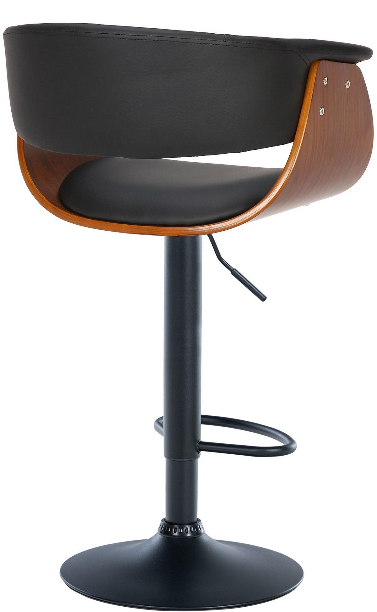 BARHOCKER Vestal 90-111x60x51 cm Walnuss-Schwarz - Nussbaumfarben, Metall (60/90/51cm) - furnicato