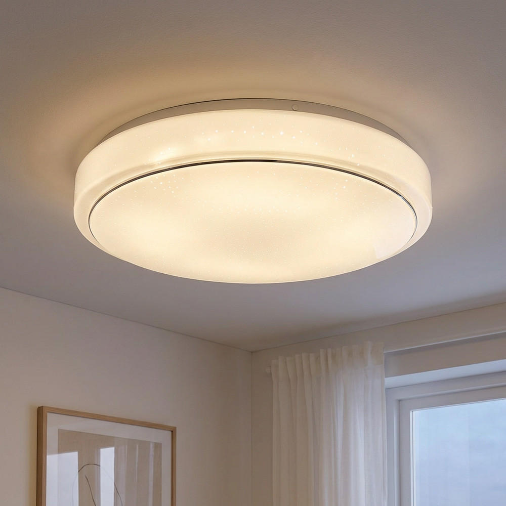 LED DECKENLEUCHTE Metall Weiß Opal - Weiß, Metall (37.5/37.5/8.5cm) - Globo Lighting