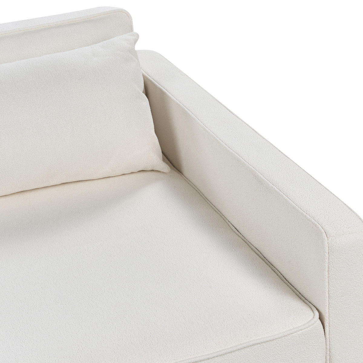 3-SITZER-SOFA Bouclé cremeweiß Vinstra - Hellbraun/Weiß, Textil (250/80/125cm) - Beliani