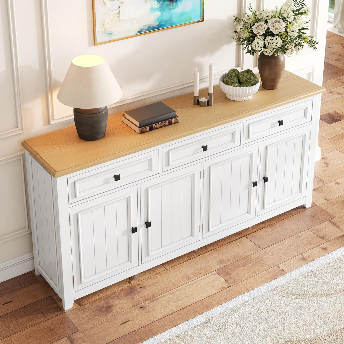 SIDEBOARD 160x35x76 cm Stauraum - Weiß, Holz (160/76/35cm) - Fortuna Lai