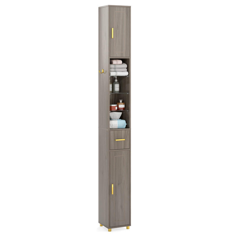 Costway Badezimmerschrank Graubraun 20x181x20 cm