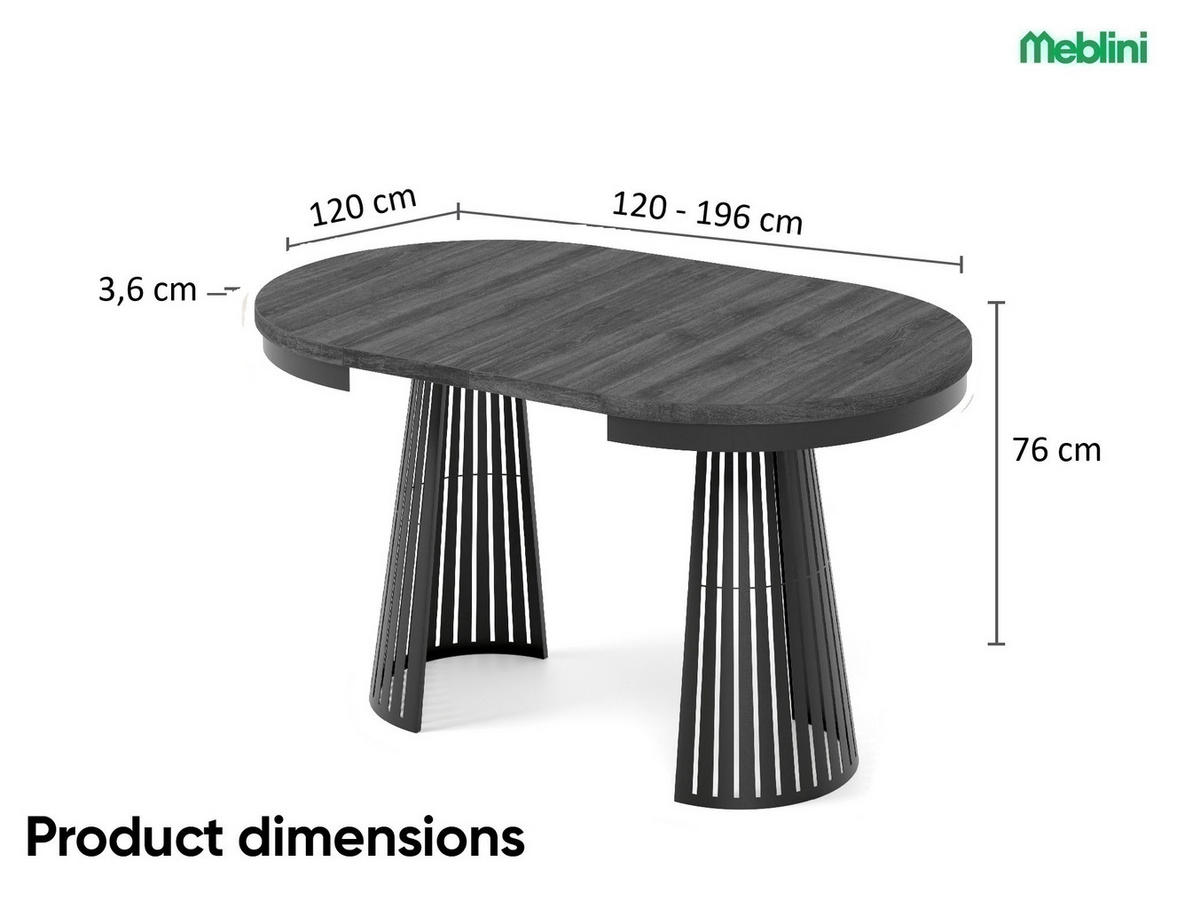 ESSTISCH Cone Bis - Anthrazit/Schwarz, Holzwerkstoff/Metall (120/120/76cm) - Meblini