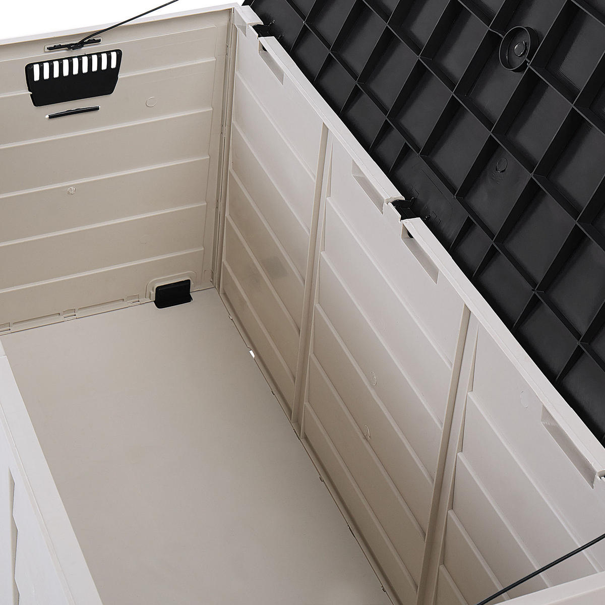 AUFLAGENBOX Kunststoff beige/schwarz 112/50 cm Locarno - Beige/Schwarz, Kunststoff (112/53/50cm) - Beliani