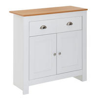 SIDEBOARD – Eiche/Weiß, 2 Schubladen, melaminbeschichtet, modern - Weiß, Holz/Metall (79/81/35cm) - KADIMA DESIGN