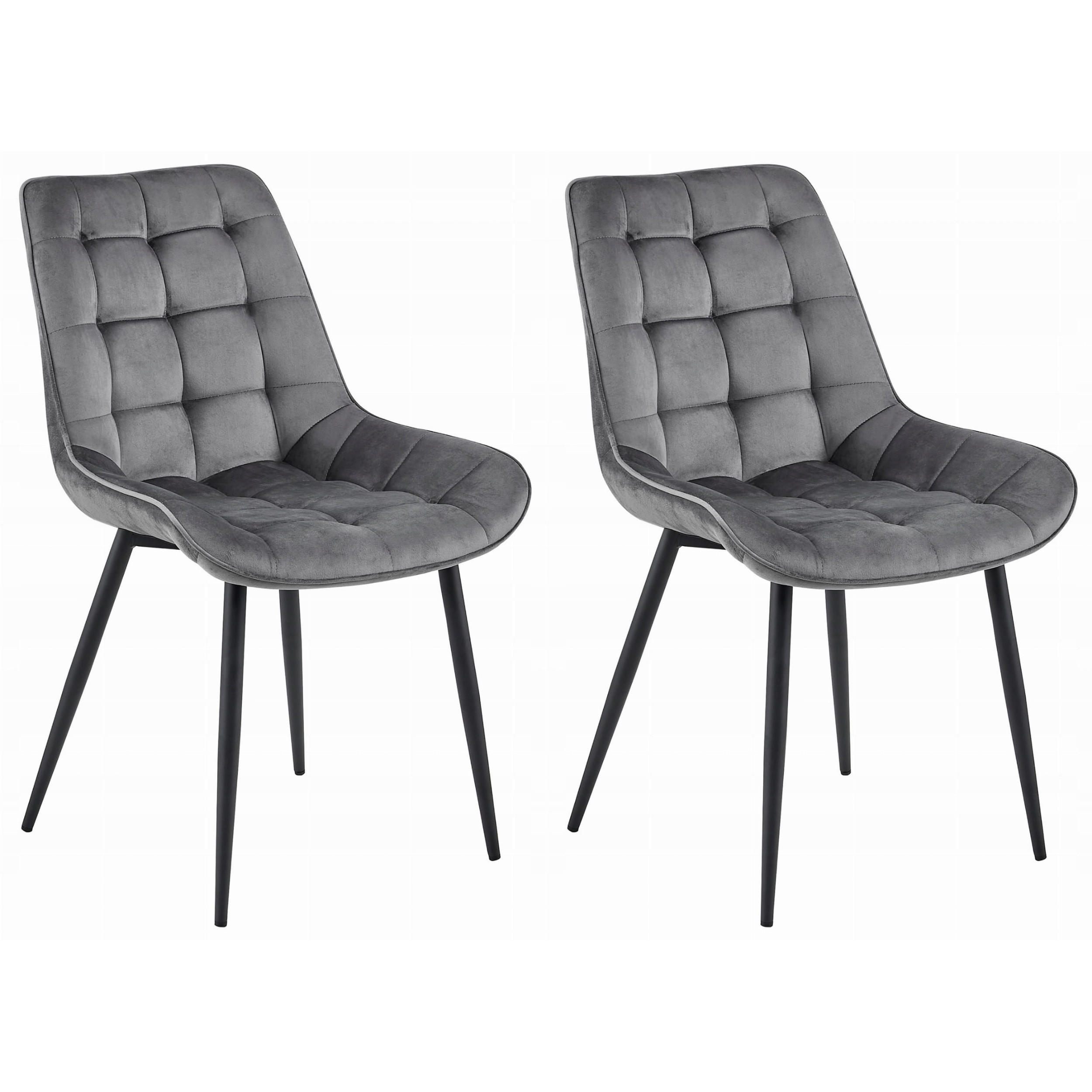 STUHL BARDI 2-er Set, Grau, Schwarz, mit Samtstoff gepolstert - Rosa, Textil/Metall (54/88/60cm) - Komodee