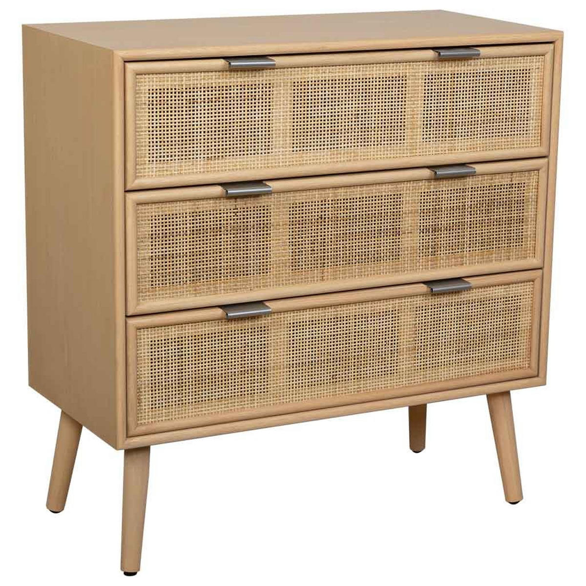 KOMMODE aus Holz und Rattan und Gitter, braun, 75x35x78cm - Braun, Holz (75/78/35cm) - Wanderlust