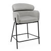 BARHOCKER BOLZANO gepolsterter mit Steppung - hellgrau - Samt Velour - Hellgrau/Schwarz, Textil/Metall (60/99/55cm) - NEW HOME