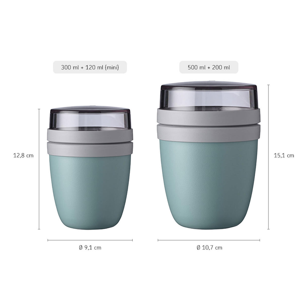 LUNCHPOT MINI + REGULAR Ellipse Nordic Black 2er Set - Schwarz, Kunststoff (1/1/1cm) - Mepal