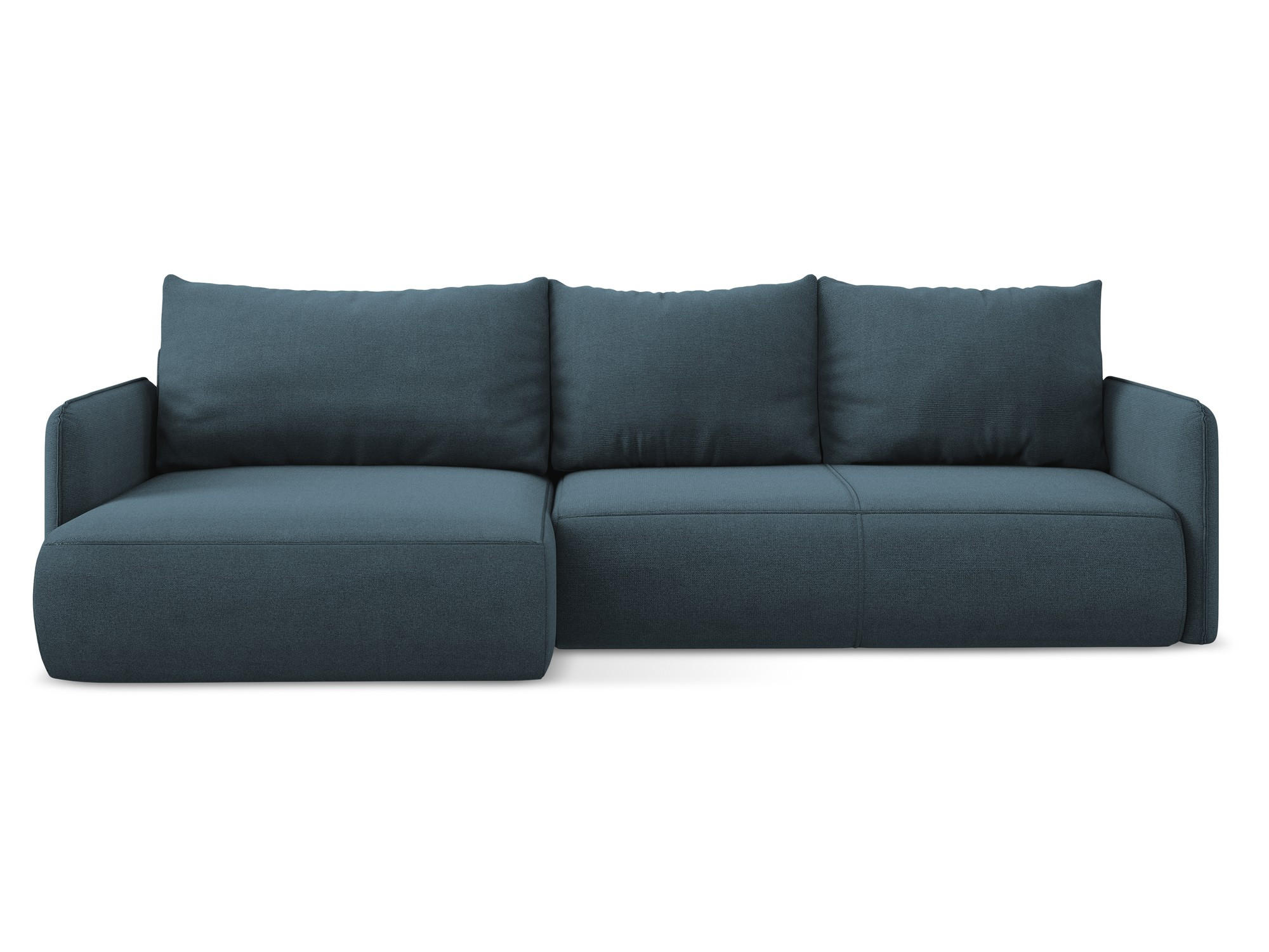 ECKSOFA mit Schlaffunktion Strukturstoff Stoff Blau - Blau/Blaugrau, Kunststoff/Textil (148/240cm) - Makamii