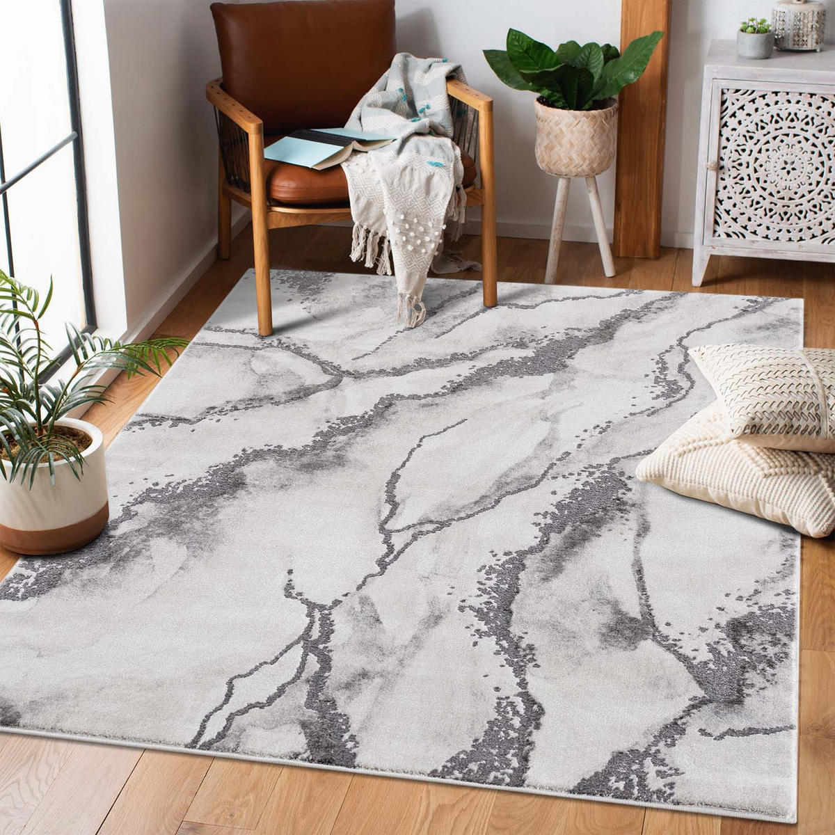 KURZFLOR-TEPPICH Chic 9272 Grau 80x300 cm - Grau, Textil (80/300cm) - carpet city
