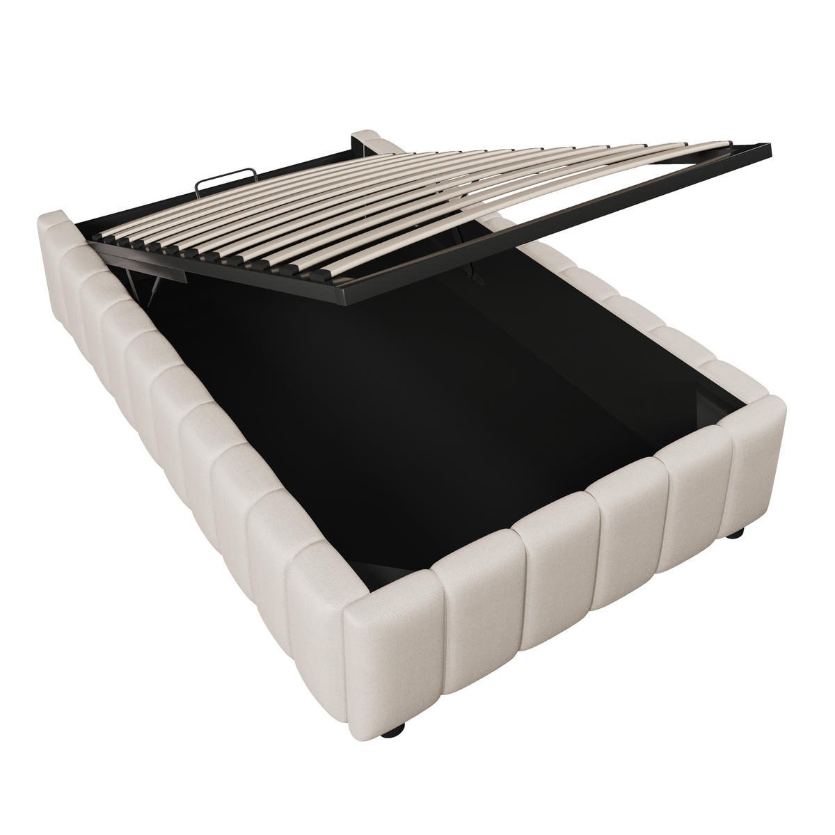 POLSTERBETT 90/200 cm Beige mit hydraulischer Lagerung ohne Kopfteil - Beige, Textil (90/200cm) - OKWISH