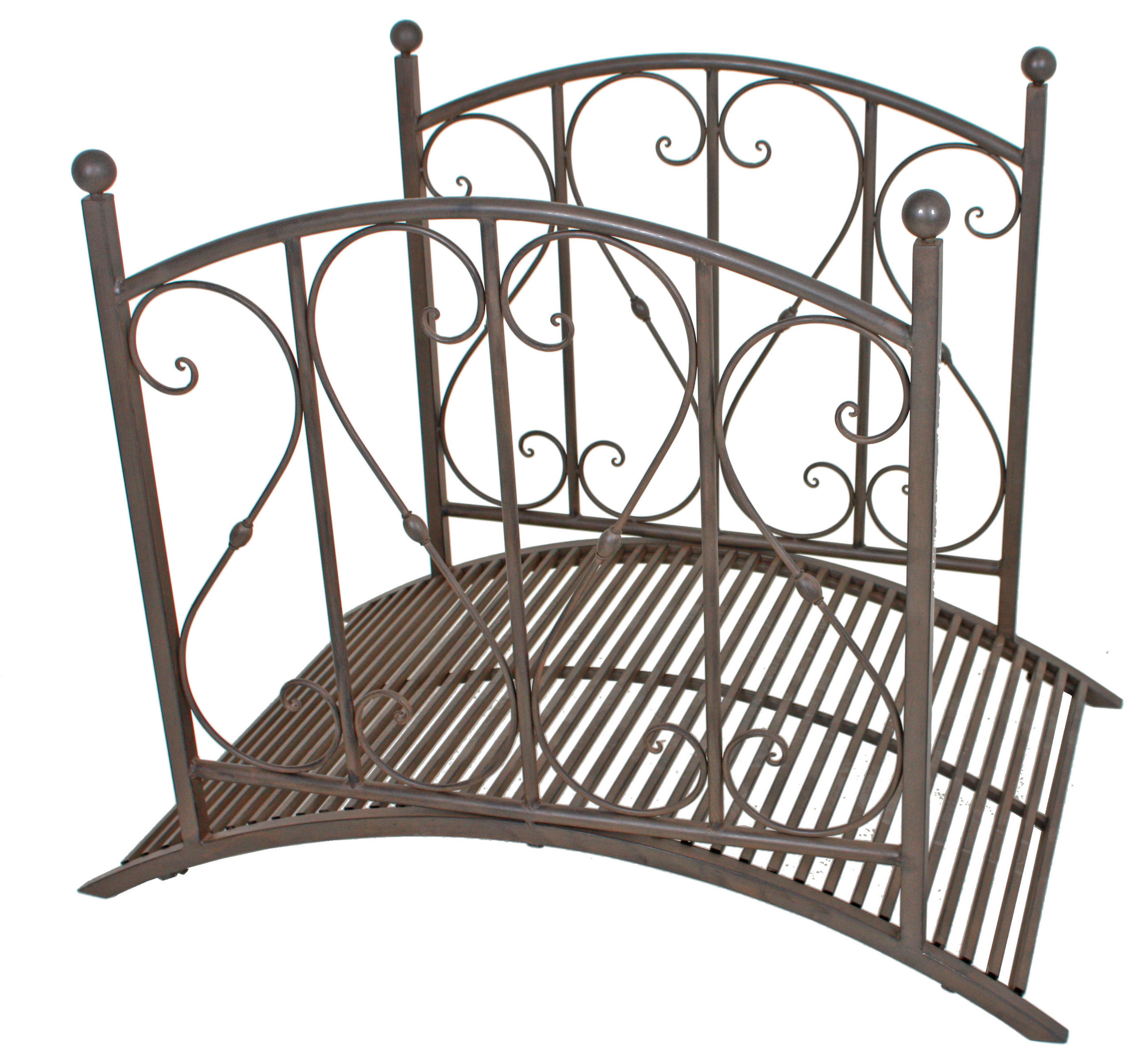 GARTENBRÜCKE Doha Geländer Antik-Optik Stahl Braun-Schwarz 94,5x81,5x120,5cm - Braun, Metall (120.5/81.5/94.5cm) - DELUKE