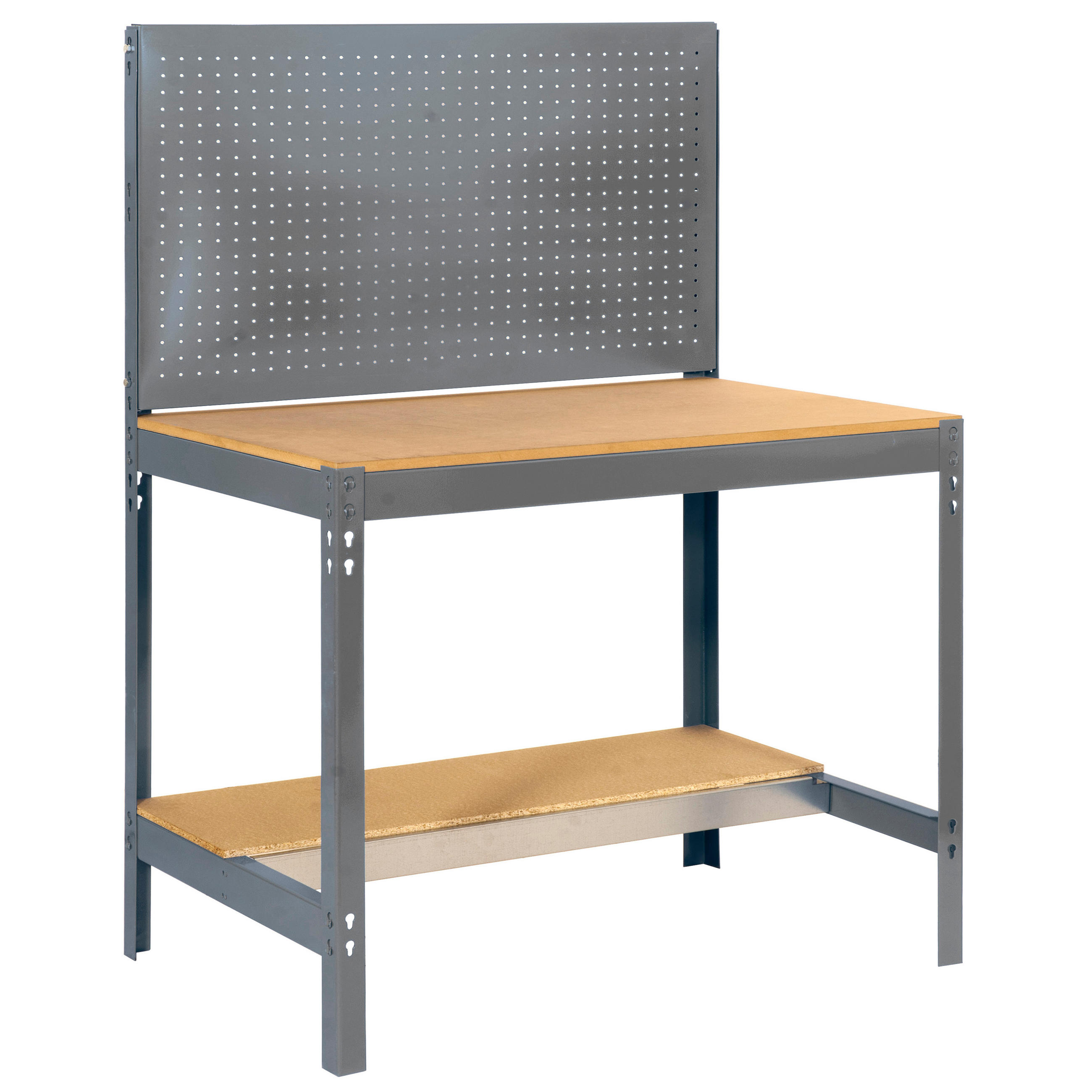 WERKBANK BUFFALO mit Werkzeugwand | HxBxT 84x120x61cm | Traglast 600kg | Grau - Grau, Metall (120/84/61cm) - PROREGAL