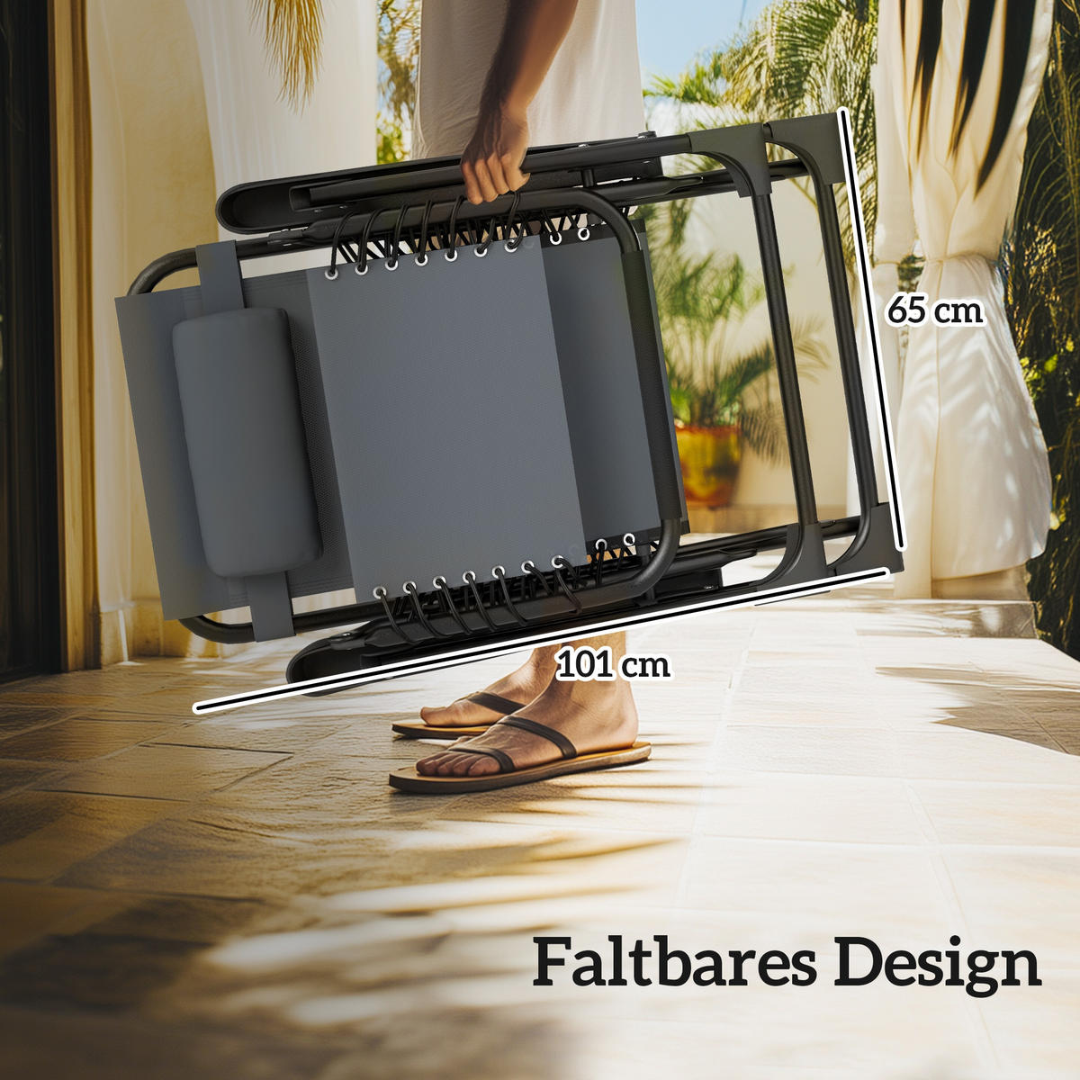 ZERO-GRAVITY-LIEGESTUHL 3er Set Metall Netzstoff Grau - Schwarz/Grau, Textil/Metall (65/110/90cm) - Outsunny