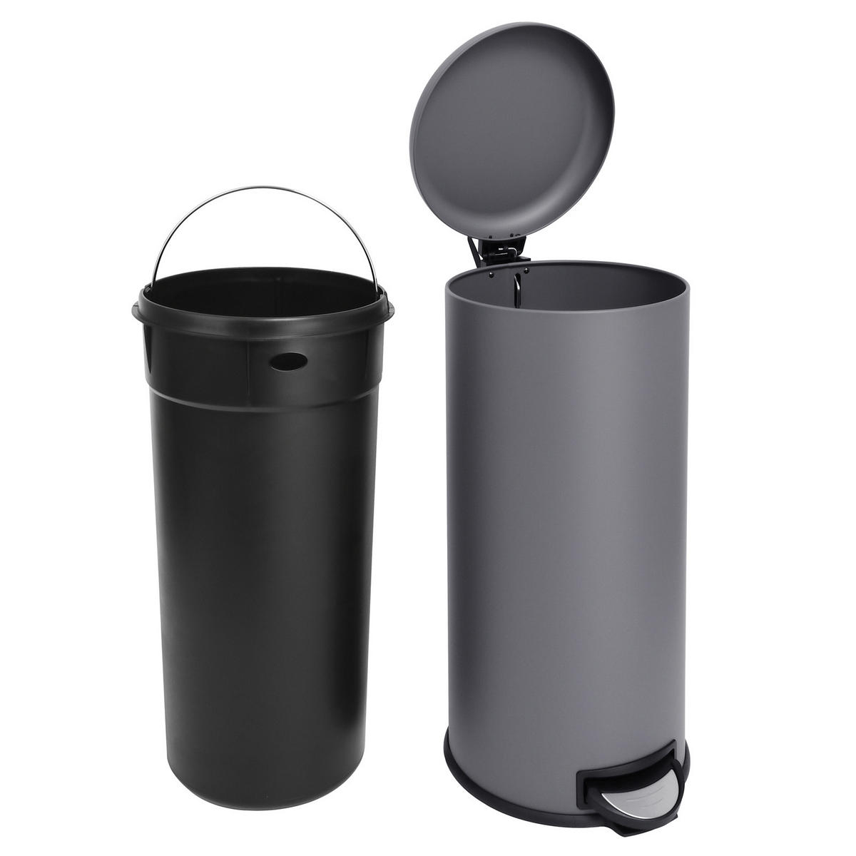 MÜLLEIMER T30 - Grau, Metall (31/64/31cm) - SVITA