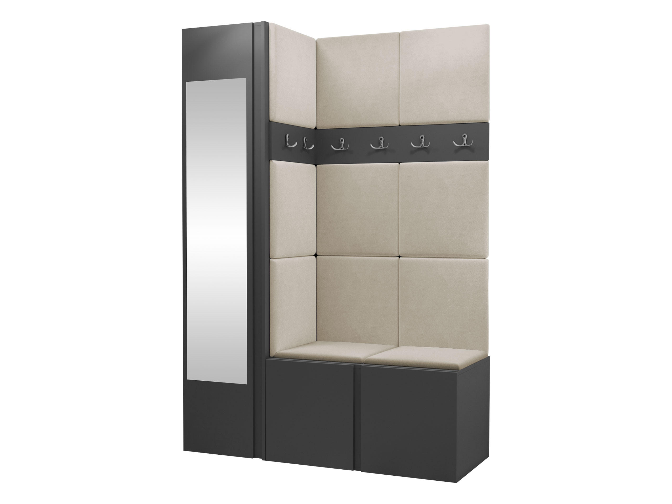 GARDEROBEN-SET Orion X - Beige/Graphitfarben, Holzwerkstoff/Kunststoff (124/186/46cm) - MIRJAN24