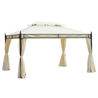 PAVILLON Gartenpavillon Fest Partyzelt Doppeldach Gartenzelt 3x4m Creme - Creme, Metall (400/280/300cm) - Outsunny
