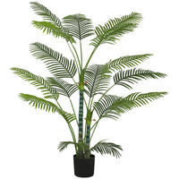 KÜNSTLICHE Palme mit 16 Kunststoff-Blättern, UV-beständige Kunstpflanze mit Plastiktopf, für drinnen und draußen, Grün - Grün, Kunststoff/Stein (175cm) - FORIOUS
