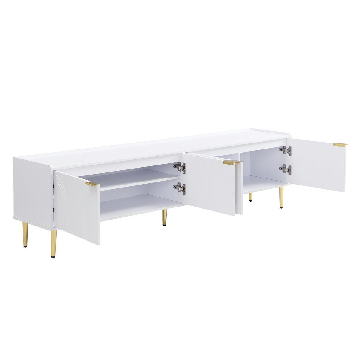 TV-LOWBOARD aus MDF 170x35x47,5 cm Weiß mit Kabeldurchführung und viel Stauraum - Weiß, Holzwerkstoff (170/47.5/35cm) - Modfu
