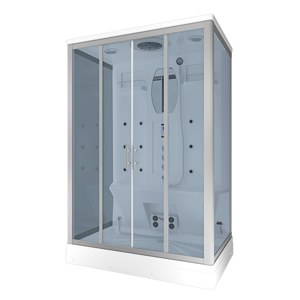 ACQUAVAPORE Dampfdusche Sauna Dusche Duschkabine D27-TH-EA 140x90 cm OHNE 2K Scheiben Versiegelung - Weiß, Glas/Kunststoff (140/90/215cm) - AcquaVapore by Sandra Jentho