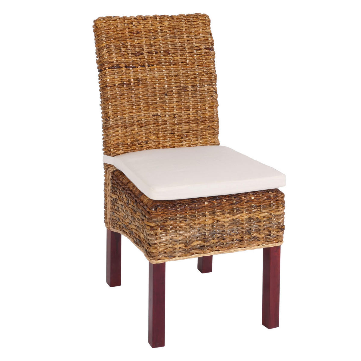 ESSZIMMERSTUHL 2er-Set Korbstuhl Stuhl Malibu Bananengeflecht 96x46x41cm Sitzhöhe 46cm hell mit Kissen - Hellbraun, Kunststoff (46/96/41cm) - CHEFGASTRO