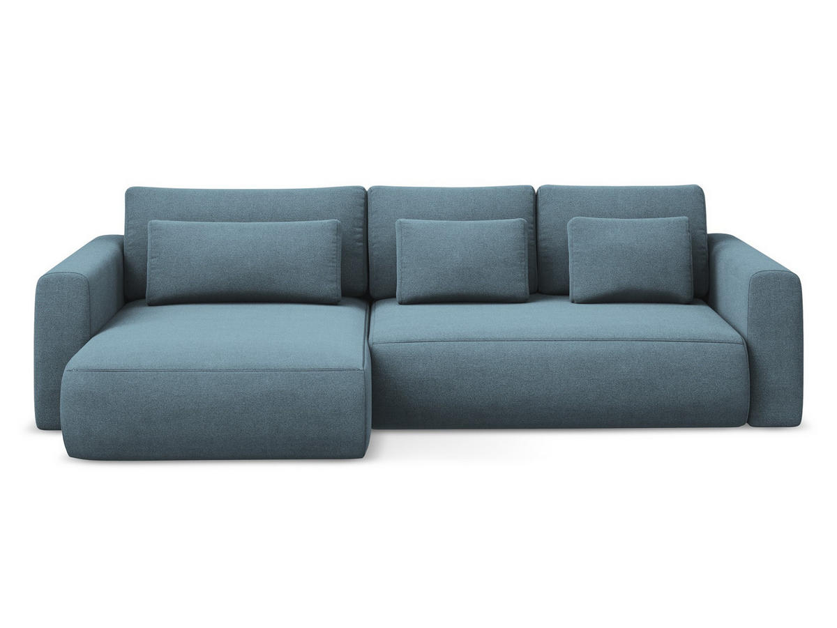 ECKSOFA mit Schlaffunktion Strukturstoff Stoff Blau - Blau/Schwarz, Kunststoff/Textil (149/278cm) - Makamii