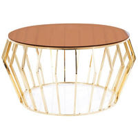 COUCHTISCH Ariana Bernsteinfarben / Gold 80 / 80 / 45cm - Goldfarben/Braun, Glas/Holz (80/80/45cm) - Feldmann-Wohnen