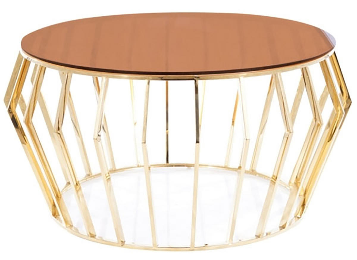 COUCHTISCH Ariana Bernsteinfarben / Gold 80 / 80 / 45cm - Goldfarben/Braun, Glas/Holz (80/80/45cm) - Feldmann-Wohnen