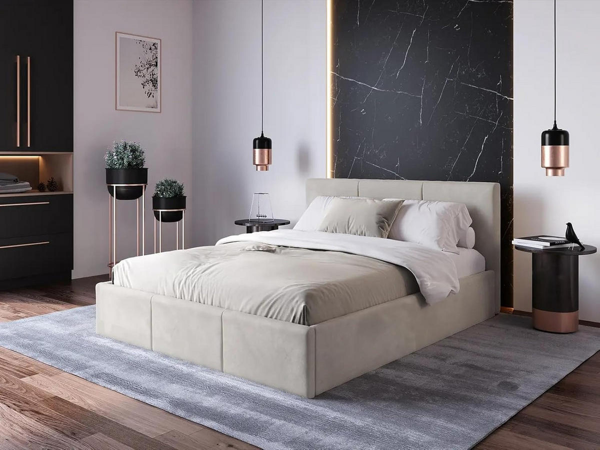 POLSTERBETT 140x200 cm in Grau - Grau, Textil (140/200cm) - Home Collective