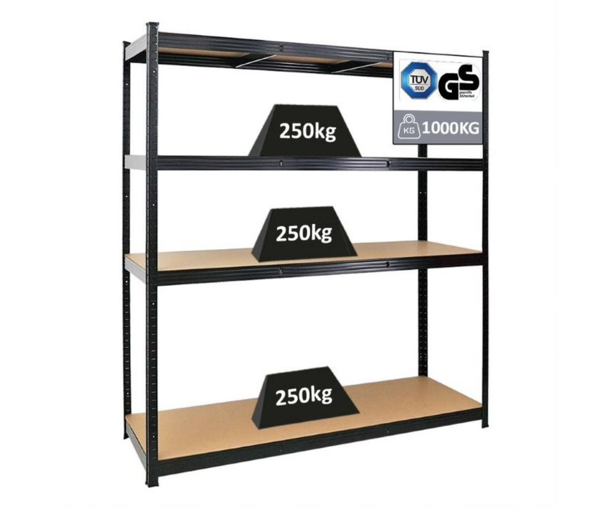 SCHWERLASTREGAL Taurus XL 180x160x60 cm Fachlast 250 kg Schwarz - Schwarz, Metall (160/180/60cm) - PROREGAL