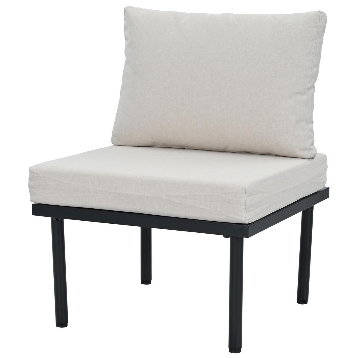 GARTEN-LOUNGESESSEL-SET 231/174/66 cm beige aus Olefin und verzinktem Stahl mit Kissen - Beige, Metall - OKWISH