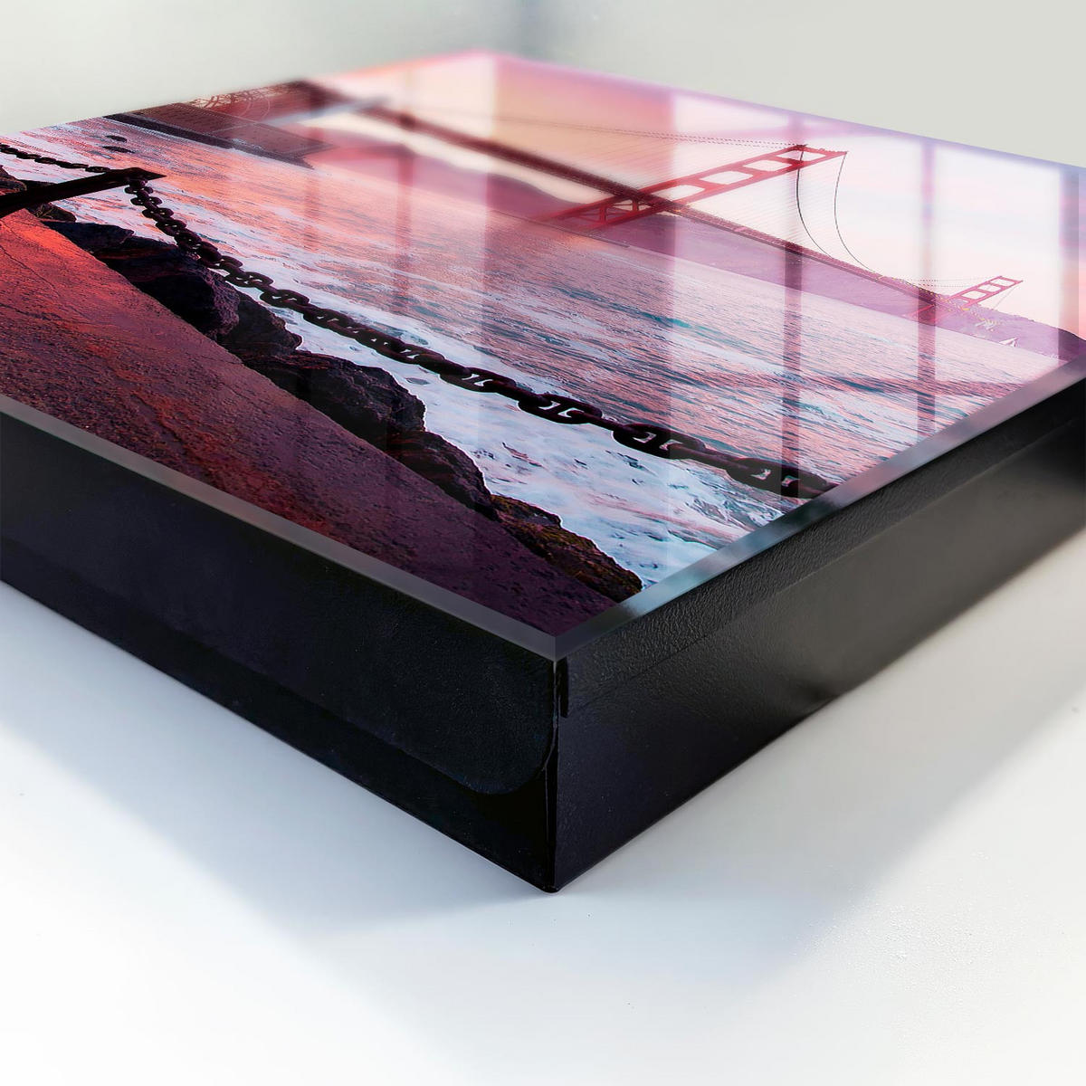 SCHLÜSSELBOX Schwarz 30x30 cm- Türöffnung nach rechts - Stadtbrücke - Pink, Metall (30/30/5cm) - TULUP