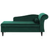 CHAISELONGUE Samtstoff smaragdgrün rechtsseitig Luiro - Schwarz/Grün, Textil (160/77/70cm) - Beliani