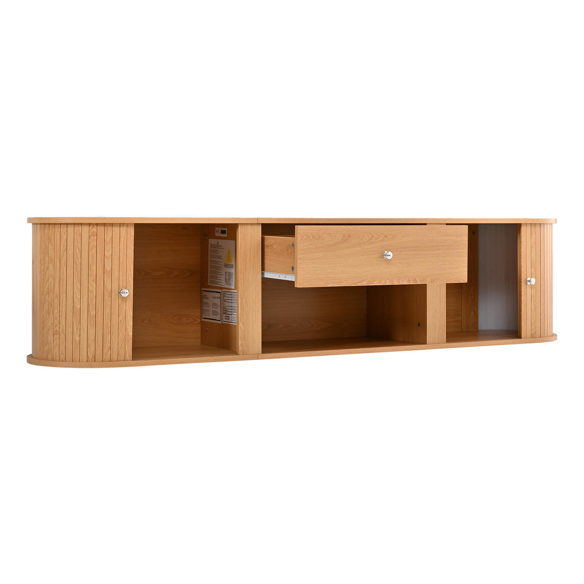 TV-SCHRANK 180/40/40 cm Holzoptik mit 1 Schublade und 2 Rolltüren - Naturfarben, Holzwerkstoff (180/40/40cm) - Oxeza